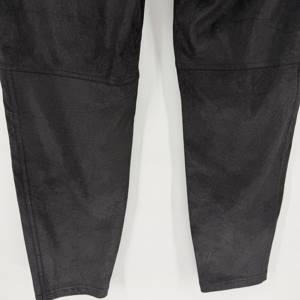 Free People Leggings Womens Large Black Faux Suede Stretch Pants High Rise Soft - Picture 6 of 8